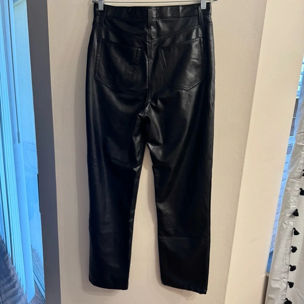 Abercrombie & Fitch Women’s The 90s Straight Ultra High Rise Leather Pants - Picture 3 of 6